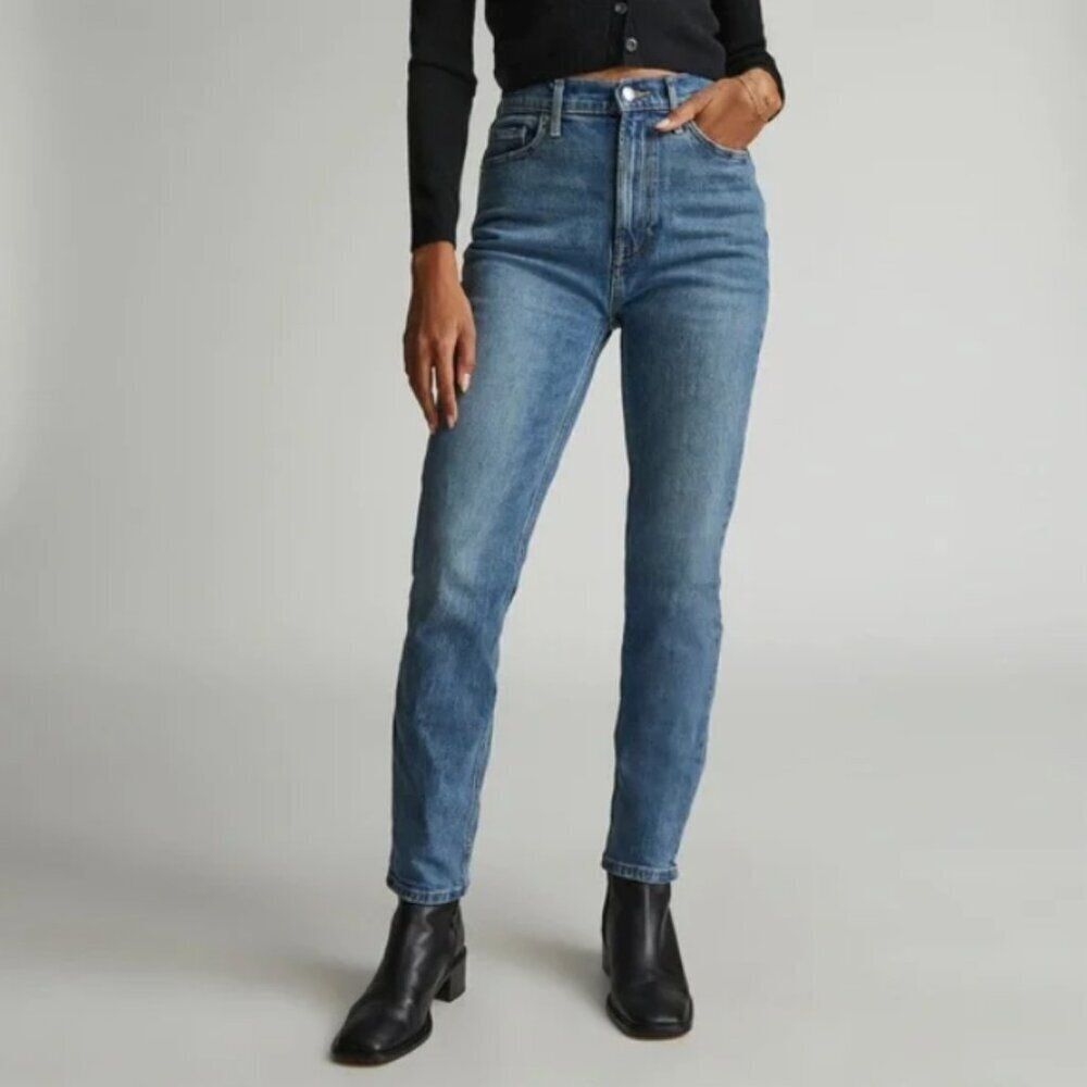 Everlane The Cheeky Jean Medium Washed Straight Leg Jeans Size 28 Crop